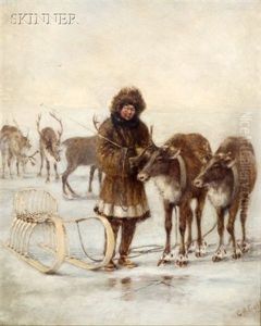 Figure With A Sled by George Albert Frost