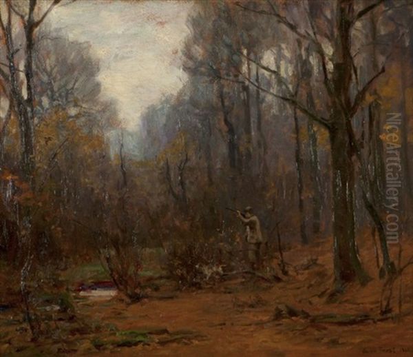 A Hunter And Dog In The Woods - view 1