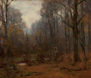 A Hunter And Dog In The Woods A Hunter And Dog In The Woods