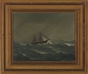 Gale Of 1846: Two-masted Schooner In Rough Seas by John O.J. Frost