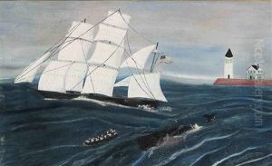 Longboats Harpooning A Whale