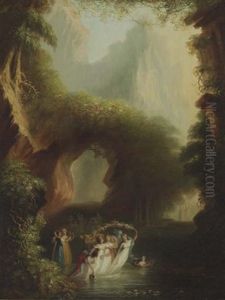 Nymphs Watering By A Stream by William Edward Frost