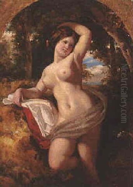 A Nude Posing In A Wooded Landscape - view 1
