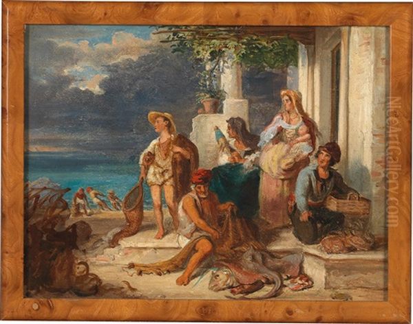 Fisherman"s Family Await The Homecoming (preliminary Sketch) - view 1