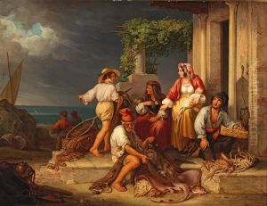 Fisherman"s Family Waiting For The Return Home by Carl Fruhwirth