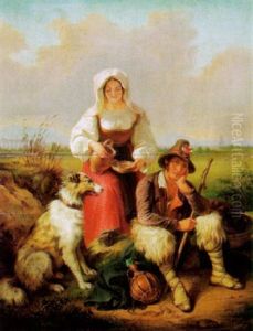 Mittagsrast Italienischer Hirten by Carl Fruhwirth