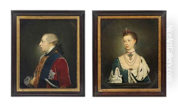 Portrait Of King George Iii (+ Portrait Of Queen Charlotte, Feigned Ovals; Pair) - view 1