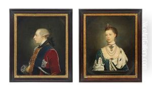 Portrait Of King George Iii (+ Portrait Of Queen Charlotte, Feigned Ovals; Pair)