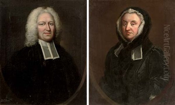 Portrait Of Henry Crispe Of Catton In Clerical Robes (+ Portrait Of Ann Crispe, Nee Percy In A Black Dress; Pair) - view 1