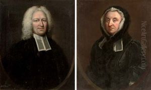 Portrait Of Henry Crispe Of Catton In Clerical Robes (+ Portrait Of Ann Crispe, Nee Percy In A Black Dress; Pair) by Thomas Frye