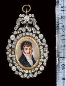A Gentleman, Wearing Blue Coat, White Waistcoat, White Cravat Held With A Gold Stickpin In The Form Of An 's' And Tied Stock by Louis Marie Autissier