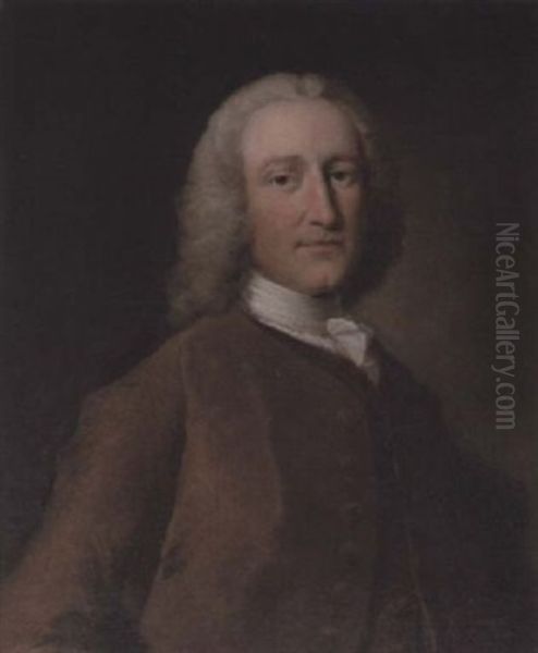 Portrait Of A Gentleman In A Brown Coat With A White Cravat - view 1