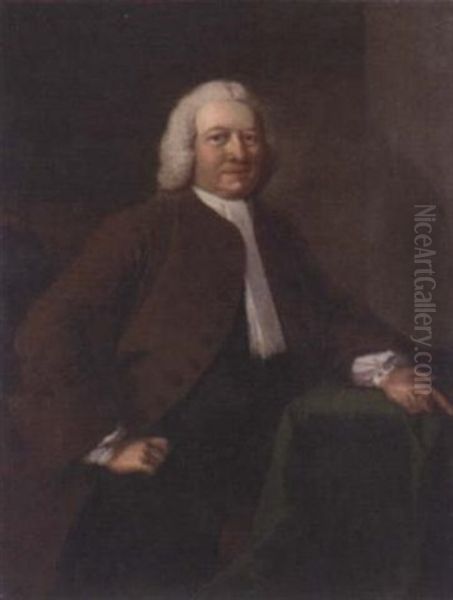 Portrait Of Benjamin Day In A Brown Jacket, Black Breeches And A White Stock, By A Draped Table - view 1