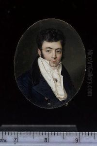 A Gentleman, Wearing Blue Coat With Black Velvet Collar And Large Brass Buttons, White Waistcoat, Frilled Shirt And White Stock Held With A Diamond Tie-pin