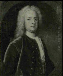 Portrait Of George Scott Of Scott Hall, Wearing A Blue Coat And White Stock