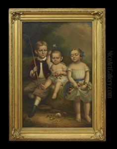Portrait Of Three Siblings In A Springtime Landscape Portrait Of Three Siblings In A Springtime Landscape