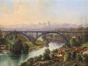 Eisenbahnbrucke Uber Die Aare Bei Bern Mit Berner Oberland Alpenkette Eisenbahnbrucke Uber Die Aare Bei Bern Mit Berner Oberland Alpenkette