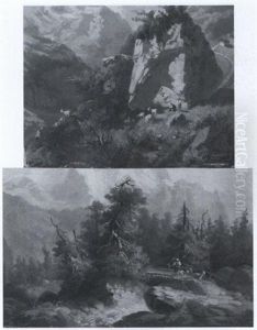 Alpine View With Goat Herders (+ Another, Similar; 2 Works) Alpine View With Goat Herders (+ Another, Similar; 2 Works)