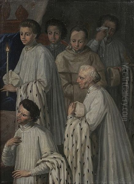 Sitzender Priester Im Chorgewand (+ 2 Others; 3 Works, Various Sizes) - view 1