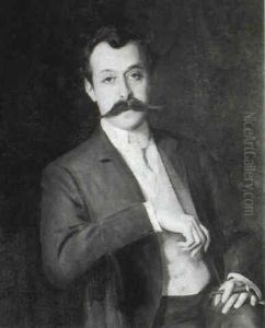 Portrait Of A Gentleman, Half Length, Holding A Cigar by Emile Fuchs