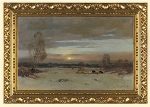 Winter Landscape With Wild-boars
