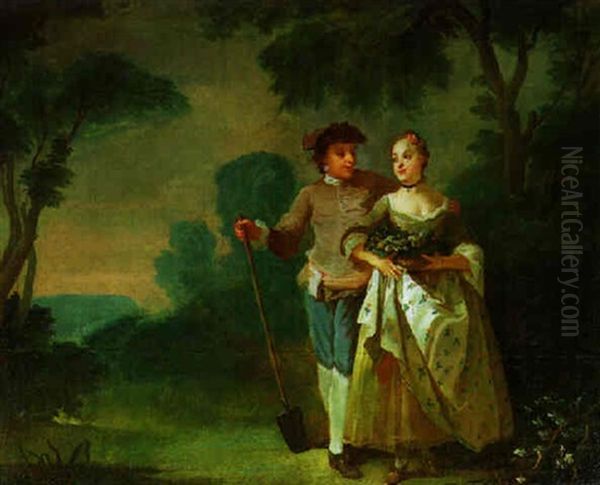 Junges Liebespaar In Einer Landschaft, Allegorie Des Herbstes - view 1