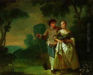 Junges Liebespaar In Einer Landschaft, Allegorie Des        Herbstes