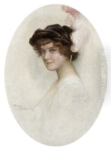 Dame Der Gesellschaft Mit Federhut Dame Der Gesellschaft Mit Federhut