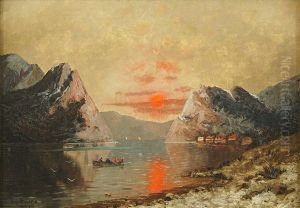 Abendrot Uber Norwegischem Fjord Abendrot Uber Norwegischem Fjord