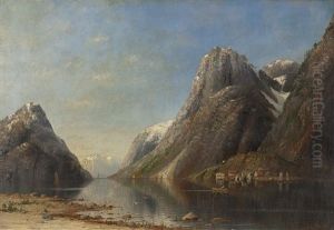 Fjordlandschaft Mit Booten Fjordlandschaft Mit Booten