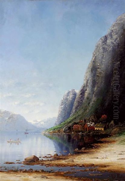 Fjordlandschaft Mit Hauser Und Booten - view 1