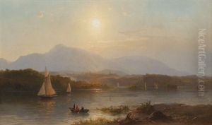 Seascape With Two Men On A Boat by Hermann Fuechsel