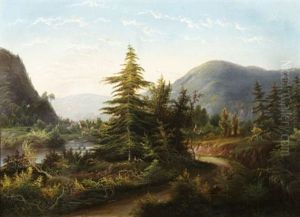 Hudson River Landscape With Mountains by Hermann Fuechsel