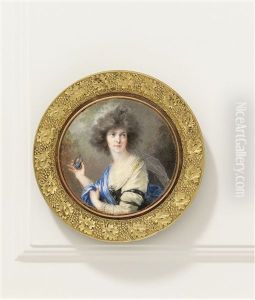 Anna, Countess Taaffe, Nee Harrach (1766-1850), Holding A Portrait Miniature Of A Gentleman