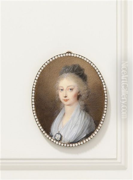 Marie Therese Charlotte, Duchess Of Angouleme, Known As Madame Royale, Wearing A Portrait Miniature Depicting King Louis Xvi, Marie-antoinette And The Dauphin In Profile - view 1