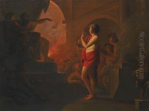 Orpheus And Eurydice In The Underworld by Friedrich Heinrich Fueger
