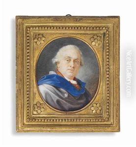 Dr Andrea Perula, Wearing A Grey Cloak With Blue Lining, Red Waistcoat, Powdered Hair