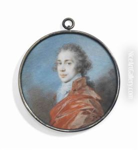 A Young Gentleman, Probably Prince Platon Zubov (1767-1822), In Red Cloak, White Frilled Cravat; Sky Background