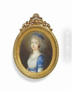 Archduchess Maria Clementine Of Austria (1777-1801) In Blue Surcoat Over White Dress, Blue Floral Wreath In Her Powdered Hair