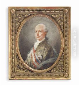 Leopold Ii (1747-1792), Holy Roman Emperor, In Olive Green Coat, Ermine-trimmed Cloak, Wearing The Ribbon Of The Order Of The Golden Fleece by Friedrich Heinrich Fueger