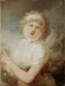 Dame Mit Blumenkorb