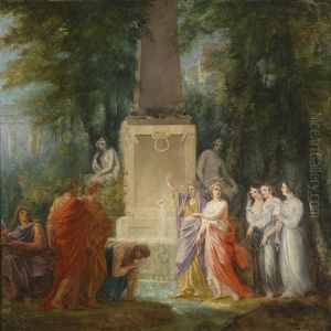 Dichter Trinken Am Kastalischen Quell Das Wasser Der Wahrheit, Entwurf Fur Einen Theatervorhang