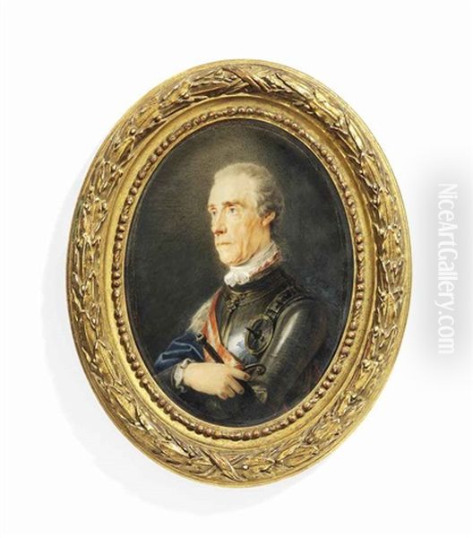 Baron Ernst Gideon Von Laudon (1717-1790), When Field Marshal, In Gilt-bordered Silver Armour, White Cravat, Blue Cloak Draped Over His Right Shoulder - view 1