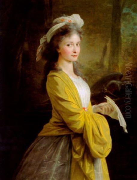 Bildnis Maria Carolina Barbara Claudia Von Tschoffen In Einer Landschaft Stehend - view 1
