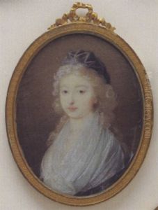 Maria Therese Charlotte Of France, Madame Royale, Wearing A Black Cap Over Long Hair And A White Shawl