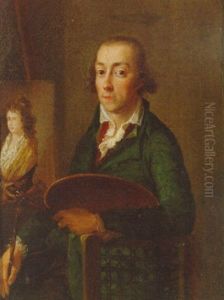 Portrait Of The Artist In A Green Coat, Holding A Palette, Before An Easel