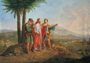 Christus Mit Zwei Jungern (gang Nach Emmaus) by Josef von Fuehrich