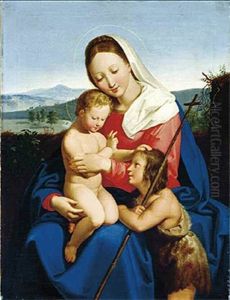 Maria Mit Jesuskind Und Johannesknaben by Josef von Fuehrich