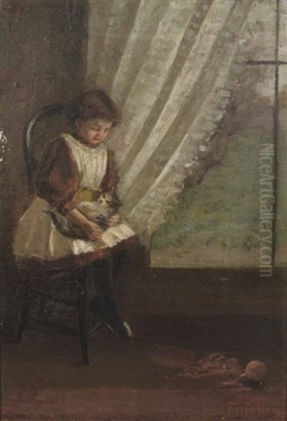 Girl With Cat - view 1