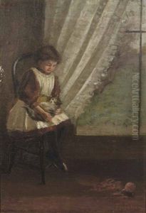 Girl With Cat by Florence Fuller